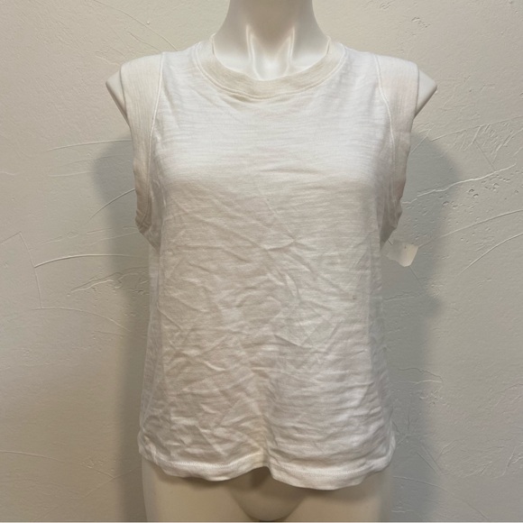 FAHERTY WHITE ORGANIC COTTON SUNWASHED SLUB MUSCLE SUSTAINABLE TANK TOP - Picture 2 of 15